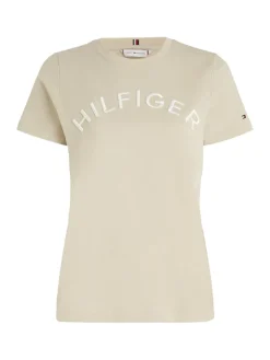 Tommy Hilfiger Shirts*REG HILFIGER VARSITY EMB C-NK SS light sandalwood