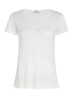 Tommy Hilfiger Shirts*REG LYCL/LINEN V-NK SS ecru