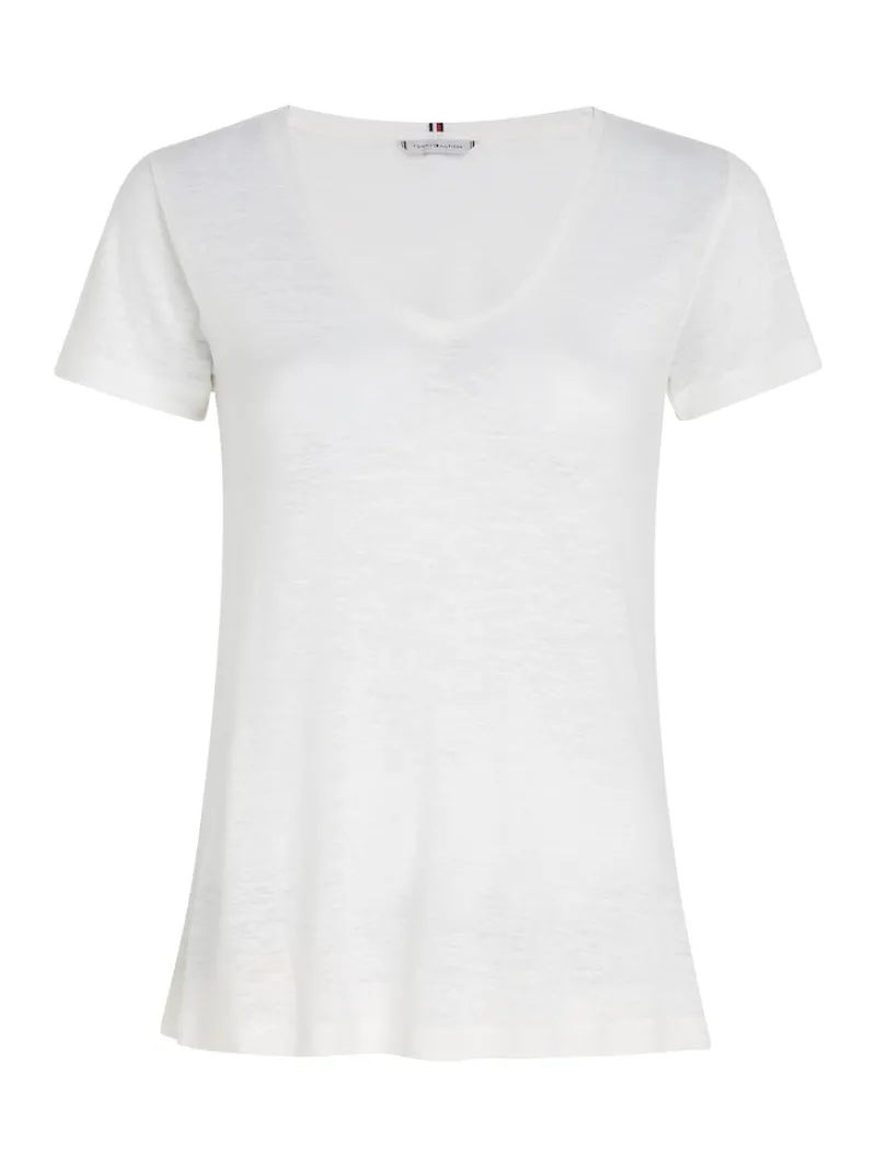 Tommy Hilfiger Shirts*REG LYCL/LINEN V-NK SS ecru