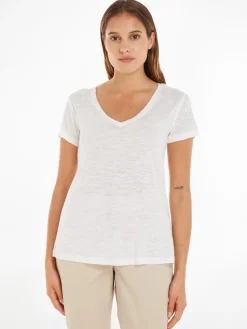 Tommy Hilfiger Shirts*REG LYCL/LINEN V-NK SS ecru