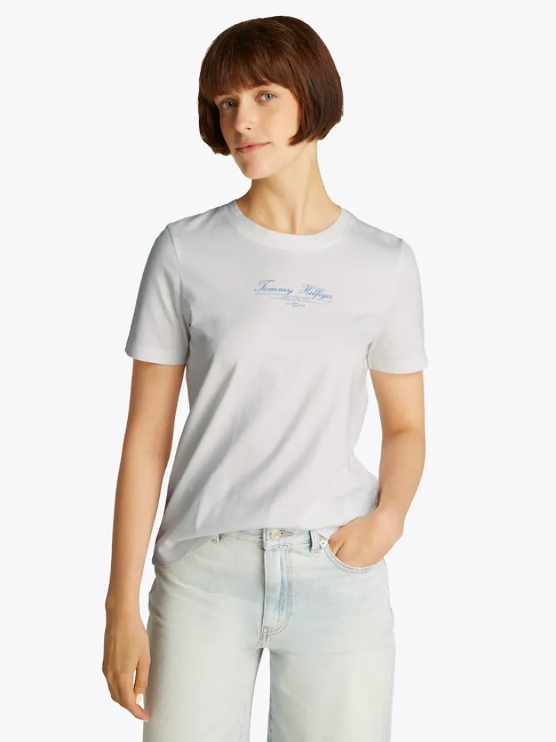 Tommy Hilfiger Shirts*REG SCRIPT C-NK TEE SS ecru