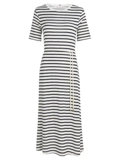 Tommy Hilfiger Kleider*REG STRIPE O-NK MIDI DRS SS breton stp w white- desert sky
