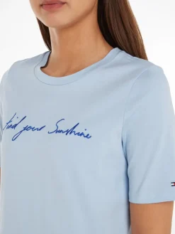 Tommy Hilfiger Shirts*REG SUNSHINE SLOGAN C-NK TEE SS breezy blue