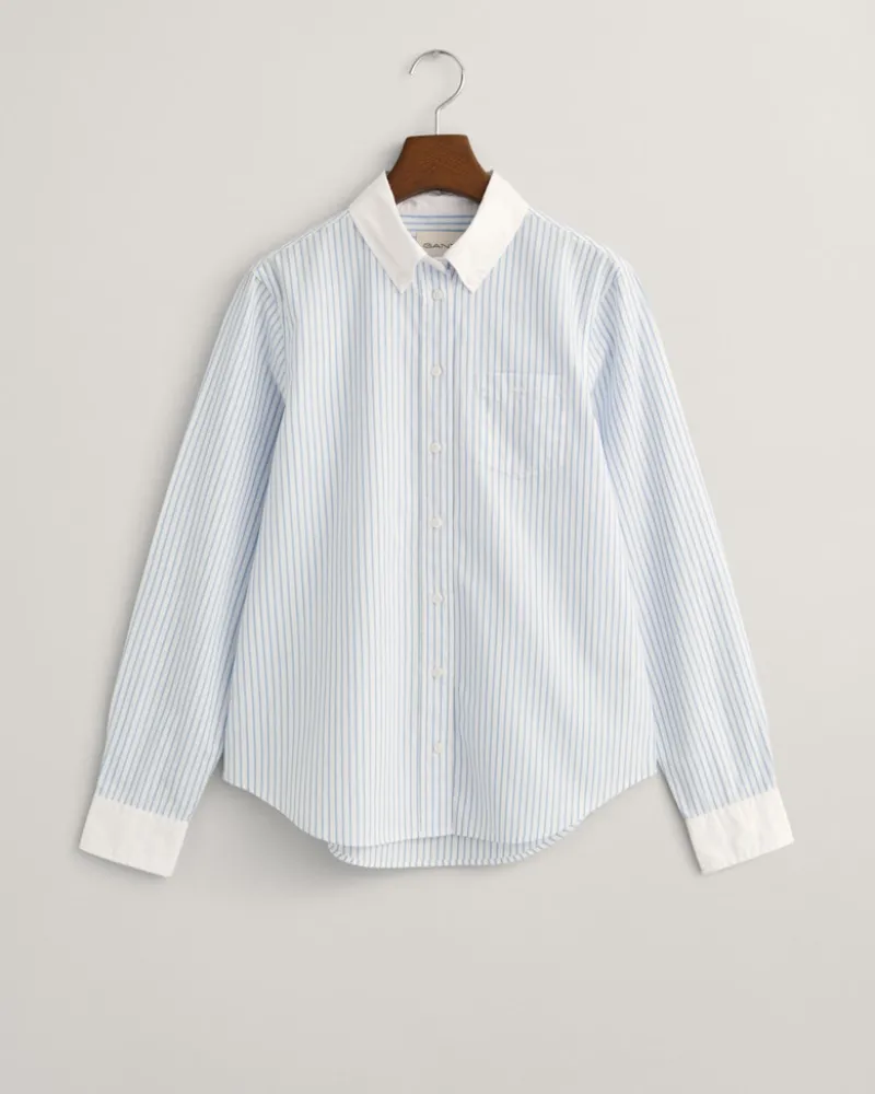 Gant Blusen*Regular Fit Bluse mit Kontrastkragen und Streifen Clear Sky