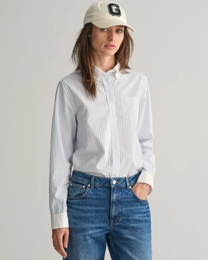 Gant Blusen*Regular Fit Bluse mit Kontrastkragen und Streifen Clear Sky