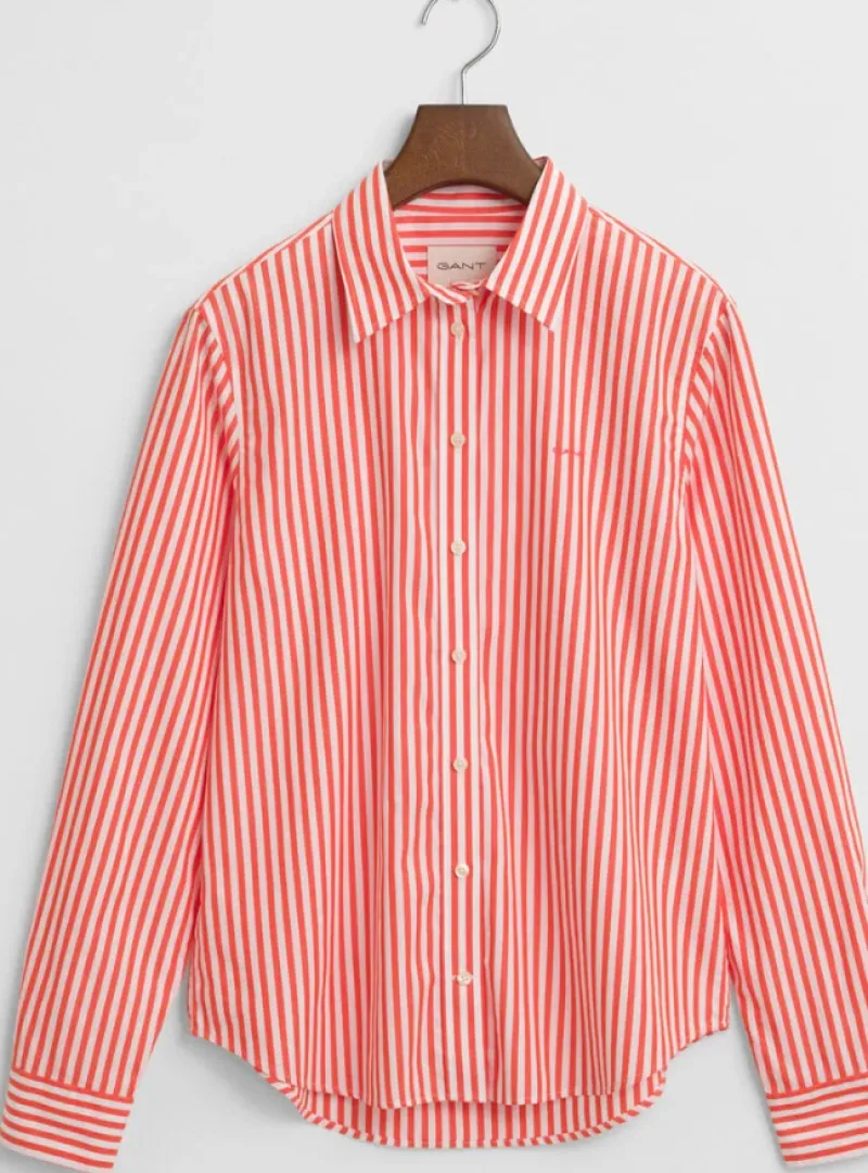 Gant Blusen*Regular Fit Classic Popeline Hemd mit Streifen bright red
