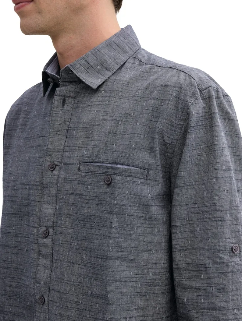 Tom Tailor Hemden|Big Boys*Regular Fit Hemd mit Turn-up-Funktion navy white fil a fil dobby