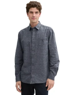 Tom Tailor Hemden|Big Boys*Regular Fit Hemd mit Turn-up-Funktion navy white fil a fil dobby