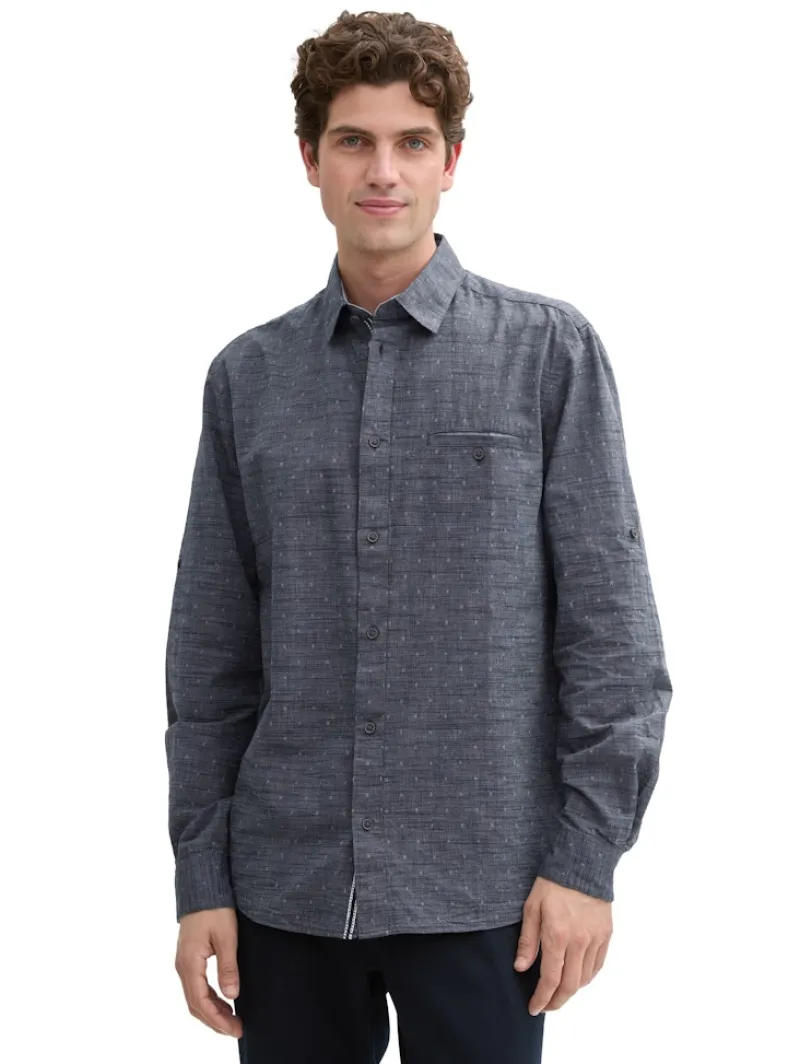 Tom Tailor Hemden|Big Boys*Regular Fit Hemd mit Turn-up-Funktion navy white fil a fil dobby