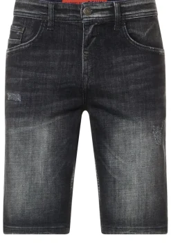 Street One Men Shorts|Big Boys*Regular Fit Jeans Shorts black random wash