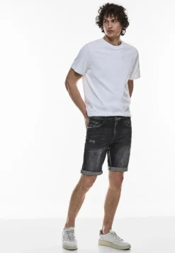 Street One Men Shorts|Big Boys*Regular Fit Jeans Shorts black random wash