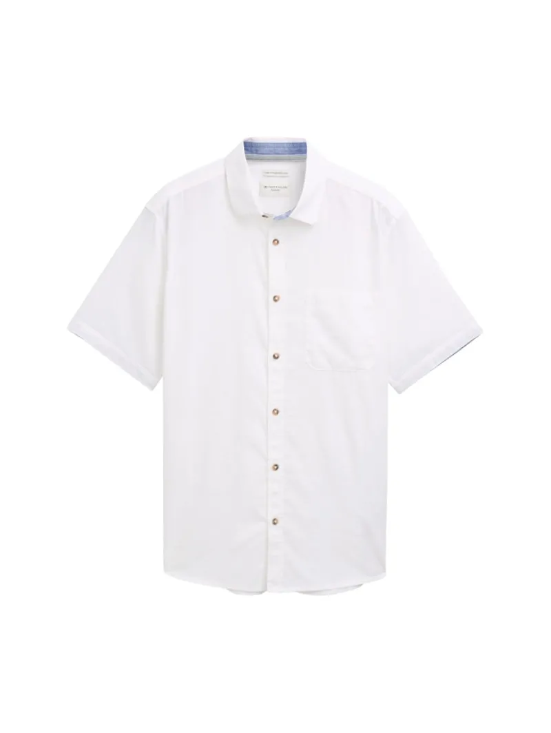 Tom Tailor Hemden|Big Boys*Regular Fit Kurzarmhemd mit Leinenanteil white