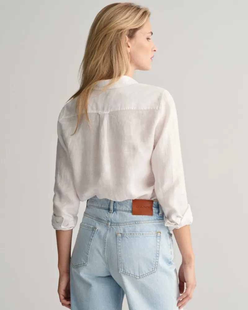 Gant Blusen*Regular Fit Leinen Chambray Bluse white