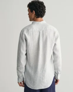 Gant Hemden|Big Boys*Regular Fit Leinen Hemd mit Streifen white
