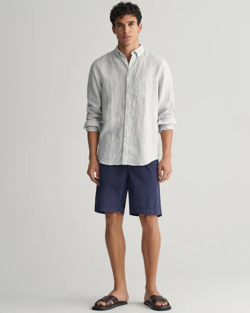 Gant Hemden|Big Boys*Regular Fit Leinen Hemd mit Streifen white