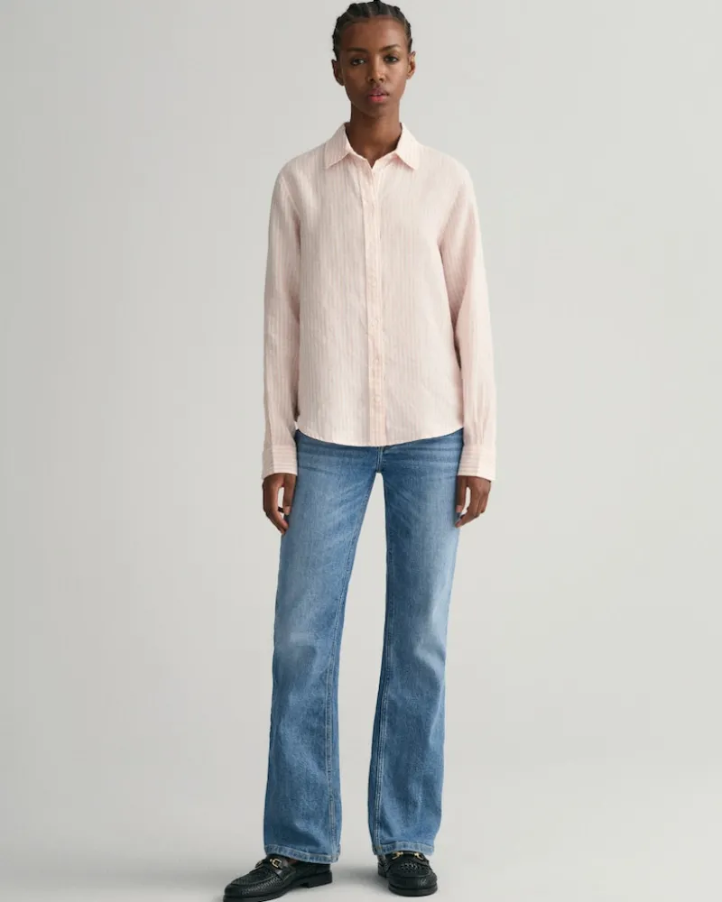 Gant Blusen*Regular Fit Leinenhemd mit Streifen guava orange