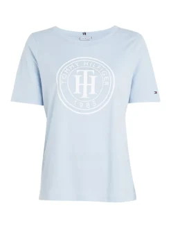 Tommy Hilfiger Shirts*REGULAR TH CIRCLE OPEN-NK TEE SS breezy blue