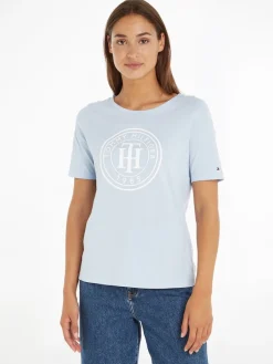 Tommy Hilfiger Shirts*REGULAR TH CIRCLE OPEN-NK TEE SS breezy blue