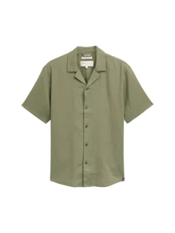 Tom Tailor Denim Hemden*Relaxed Fit Kurzarmhemd mit Leinenanteil tree moss green