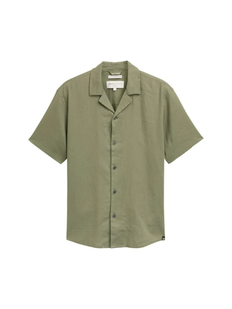 Tom Tailor Denim Hemden*Relaxed Fit Kurzarmhemd mit Leinenanteil tree moss green