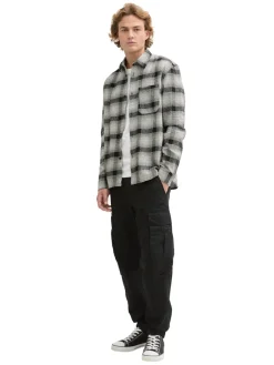 Tom Tailor Denim Hemden*Relaxed Fit Overshirt Hemd mit Karo-Muster black white check