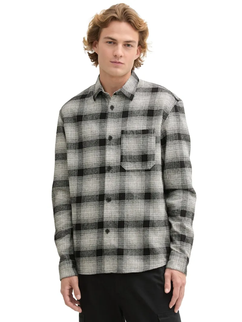 Tom Tailor Denim Hemden*Relaxed Fit Overshirt Hemd mit Karo-Muster black white check