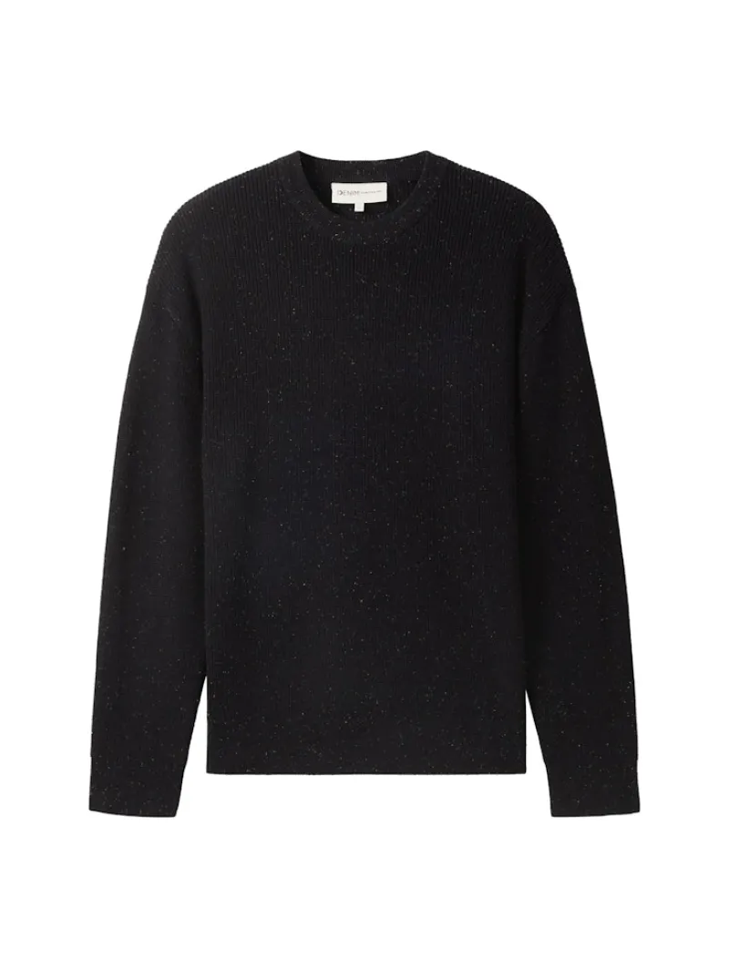 Tom Tailor Denim Pullover & Sweatshirts*Relaxed Fit Pullover aus Baumwolle black multicolor neps