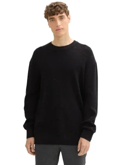 Tom Tailor Denim Pullover & Sweatshirts*Relaxed Fit Pullover aus Baumwolle black multicolor neps