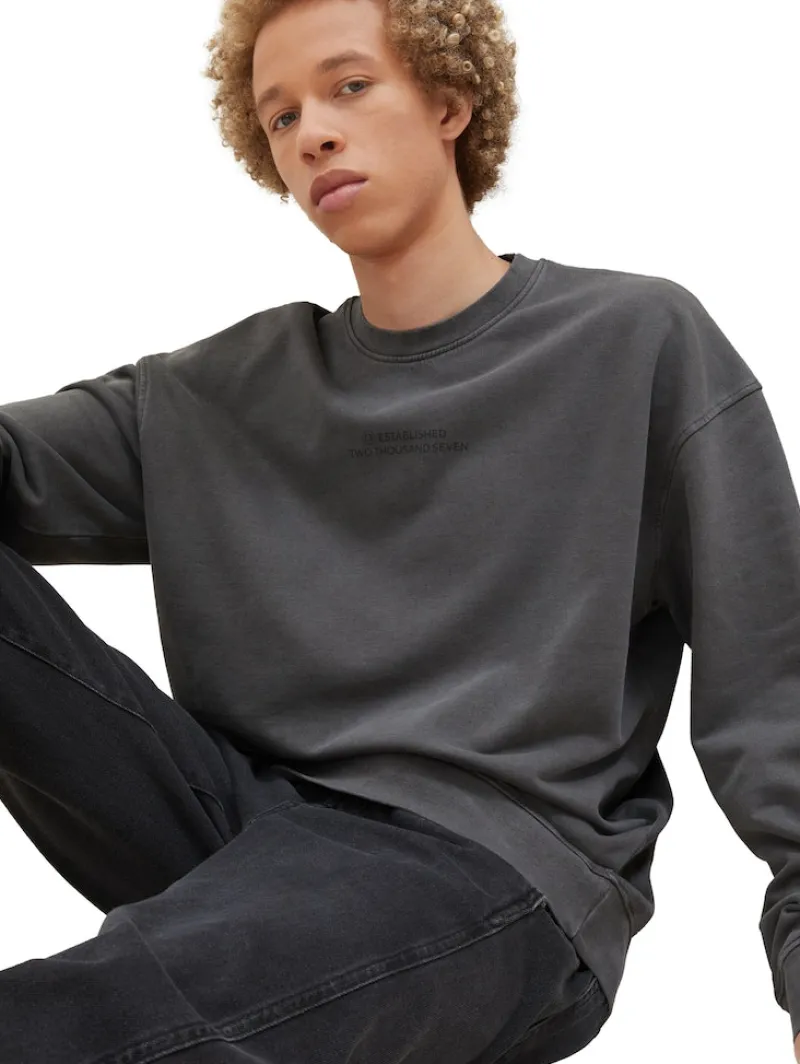 Tom Tailor Denim Pullover & Sweatshirts*Relaxed Sweatshirt Washed Black