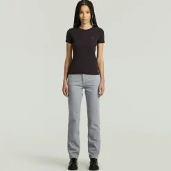 G-star Raw Shirts*Rib cap sleeve wmn dk black