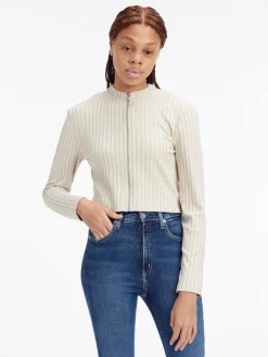 Calvin Klein Jeans Pullover & Sweatshirts*RIB ZIP-THROUGH CARDIGAN classic beige
