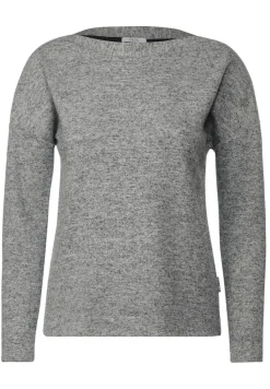 Cecil Shirts*Rippshirt in Melange black melange