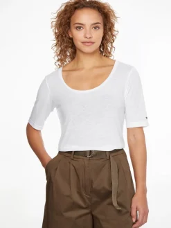 Tommy Hilfiger Shirts*RLX LINEN LYOCELL SCOOP-NK TOP white