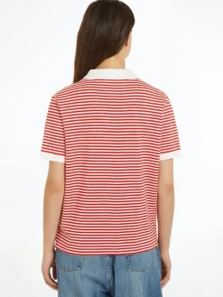 Tommy Hilfiger Shirts*RLX OPEN PLACKET LYOCELL POLO SS mini stp fierce red- white