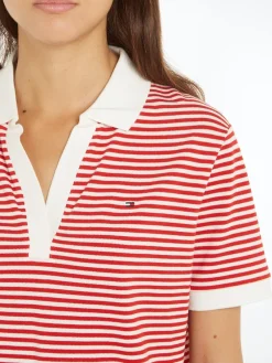 Tommy Hilfiger Shirts*RLX OPEN PLACKET LYOCELL POLO SS mini stp fierce red- white