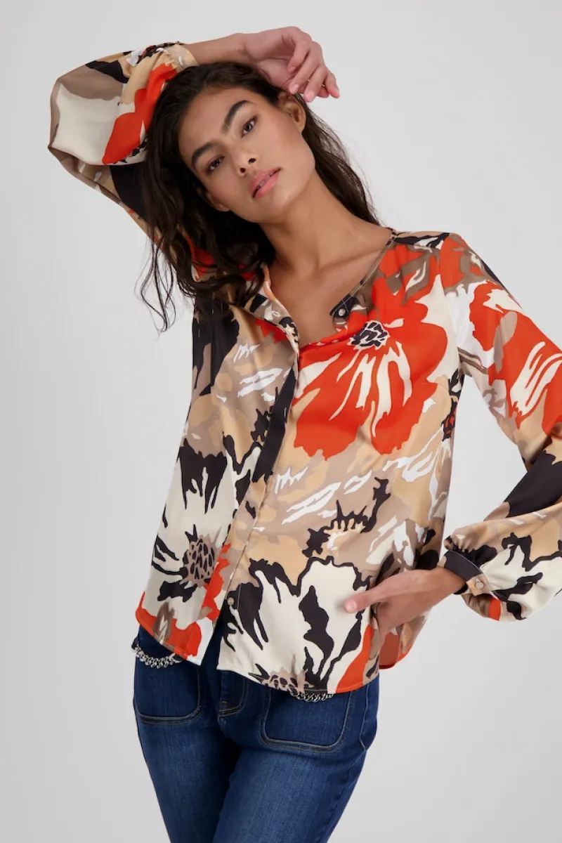 Monari Blusen*Satin Bluse geblümt lava gemustert