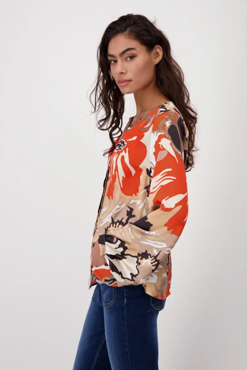 Monari Blusen*Satin Bluse geblümt lava gemustert