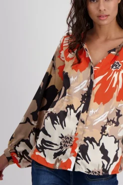 Monari Blusen*Satin Bluse geblümt lava gemustert