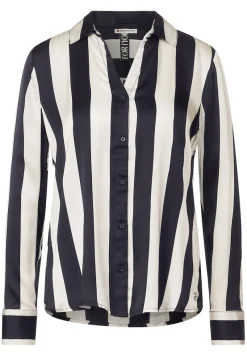 Street One Blusen*Satin Streifenbluse lucid white