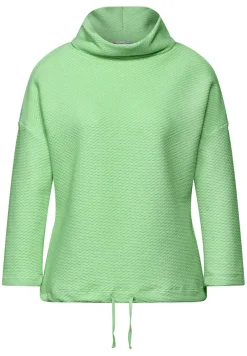 Street One Pullover & Sweatshirts*Schalkragen Strukturshirt gleam green
