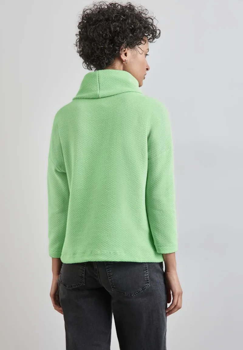 Street One Pullover & Sweatshirts*Schalkragen Strukturshirt gleam green
