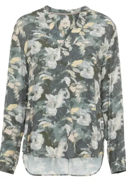 Camel Active Blusen*Schlupfbluse mit Stehkragen aop smoked khaki