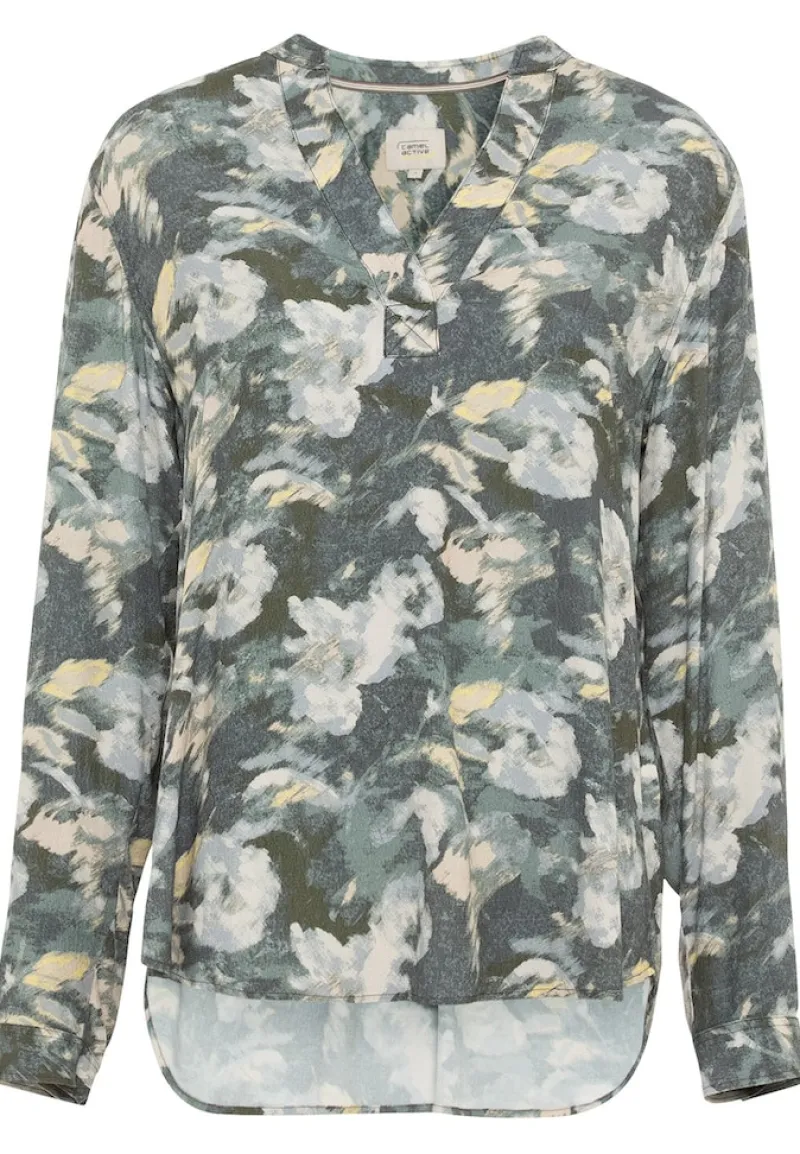 Camel Active Blusen*Schlupfbluse mit Stehkragen aop smoked khaki