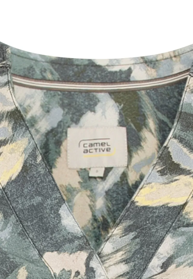 Camel Active Blusen*Schlupfbluse mit Stehkragen aop smoked khaki