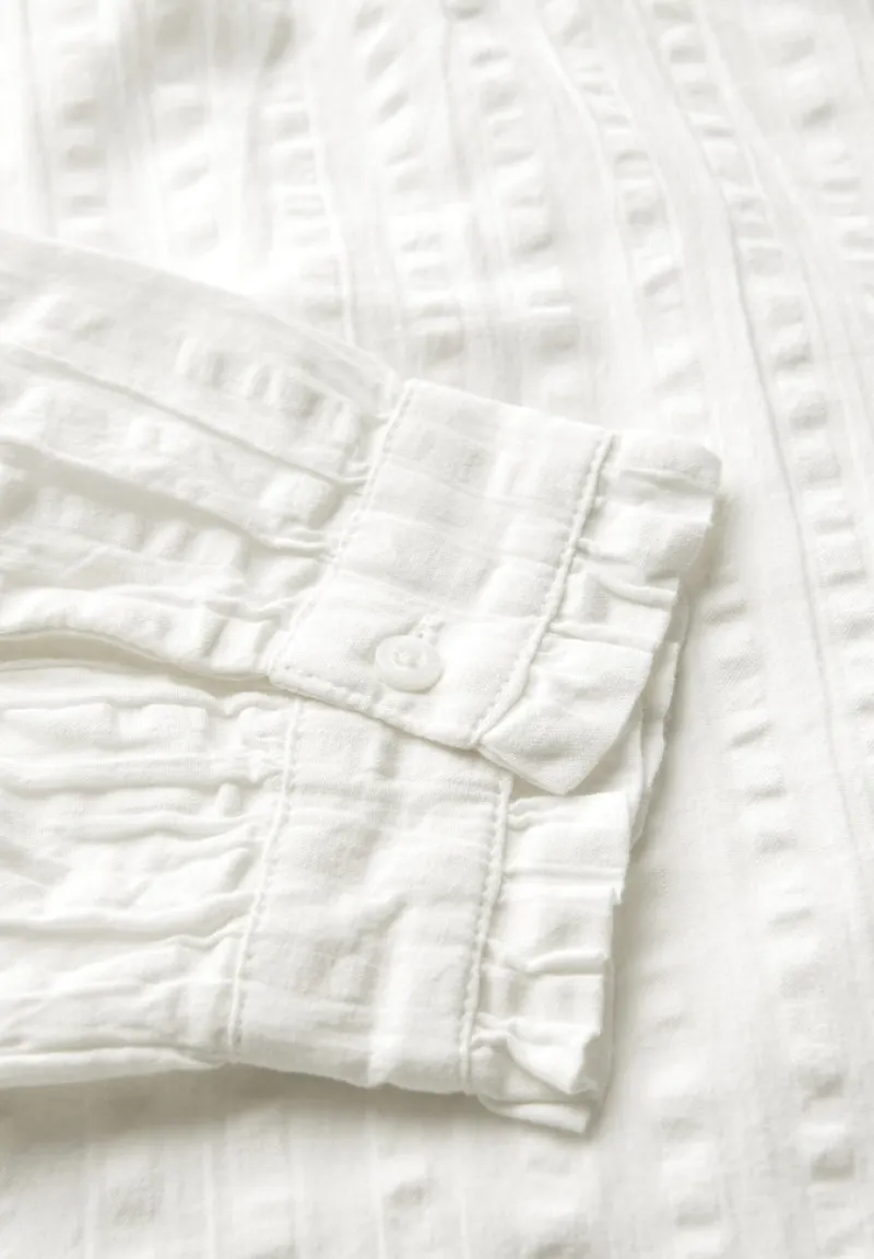 STREET ONE STUDIO Blusen*Seersucker Bluse mit Rüschen off white