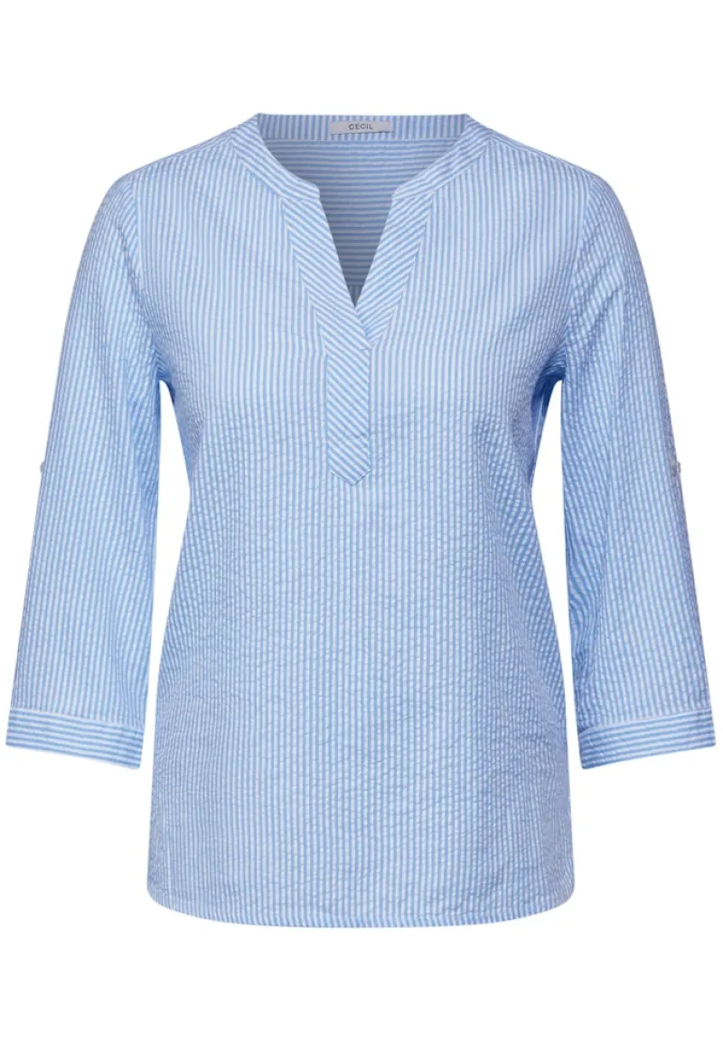 Cecil Blusen*Seersucker Bluse soda blouse blue