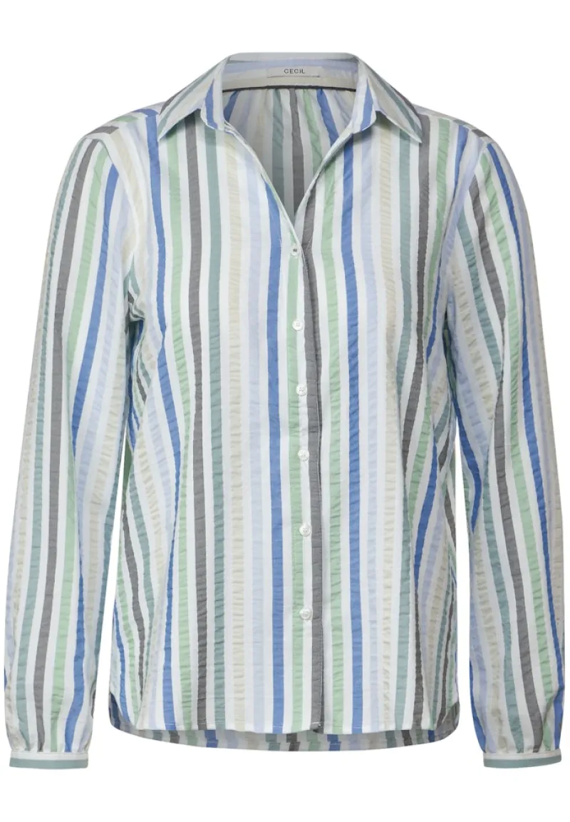 Cecil Blusen*Seersucker Bluse strong khaki