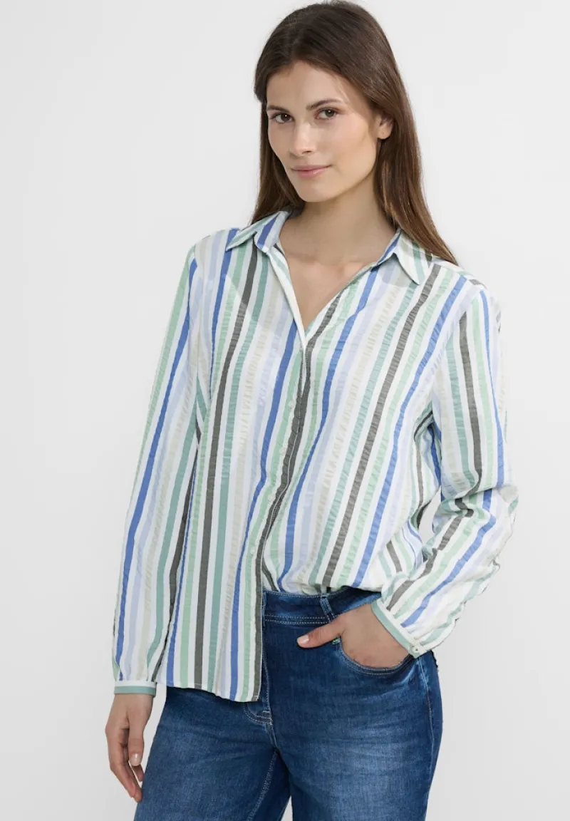 Cecil Blusen*Seersucker Bluse strong khaki