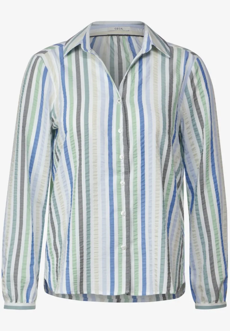 Cecil Blusen*Seersucker Bluse strong khaki