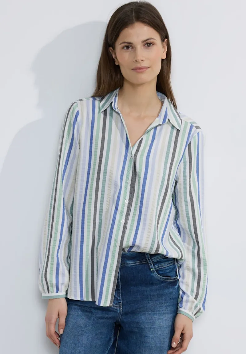 Cecil Blusen*Seersucker Bluse strong khaki